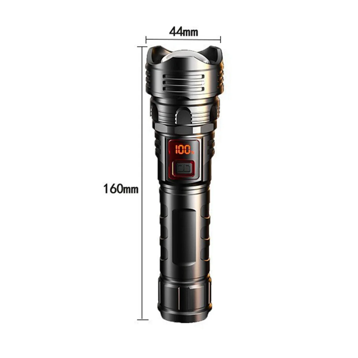 ONCE LED Flashlight Rechargeable Portable Flashlight Digital Display Outdoor Work Light Telescopic Zoom Flashlight