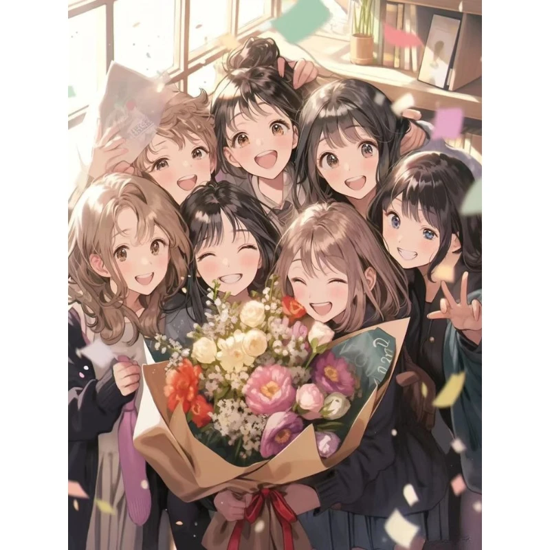 

500/1000/1200/2000 PCS Jigsaw Puzzles Cartoon Girl Graduation Photo Family Activity Games for Gameroom Bedroom Gift Home Decor