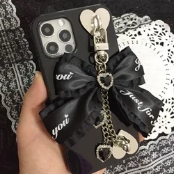 Sweet Lolita Chanin Phone Case for Galaxy Bow Mine Series Apple 16 pro max Hot Cool Iphone15 Cross Rhinestone Punk Phone Case