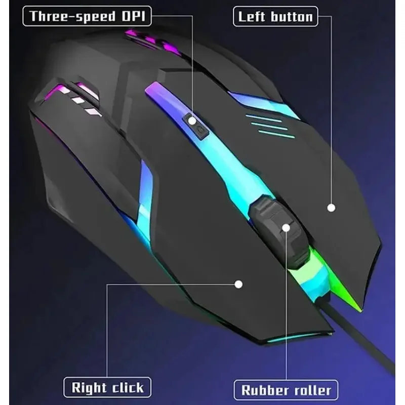 2025 Latest High-Quality Ergonomic Gaming Mouse for Desktop and Laptop Computers,4-Button USB RGB Backlit Mouse