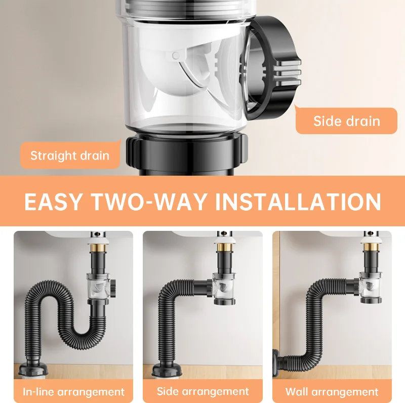 Musurjoy Flexible Sink Drain, Universal Anti-Odour Plumbing Hose, Plastic, for Basin Sink Drainage