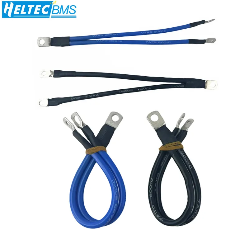 1Set Silicon Wire 7AWG Heatproof Soft Silicone Silica Gel Wire Cable with Copper Nose for BMS Battery Protetcion Board