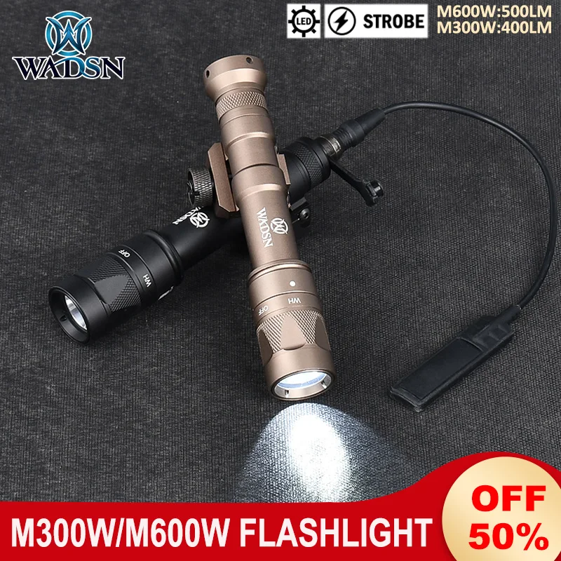 Wadsn Airsoft M600 M600W Tactical Flashlight M300W Spotlight M600w High Power Strobe Hunting Weapon Scout Light Fit 20mm Rail