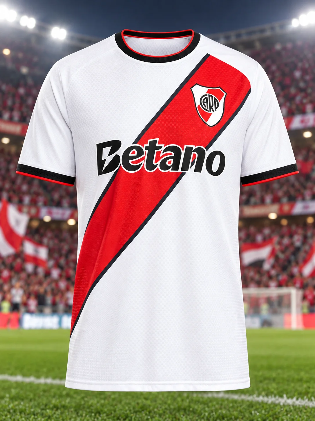 River Plate 26-27 Home Soccer Jersey White Red Sash Men Crew Neck Short Sleeve Fan Match