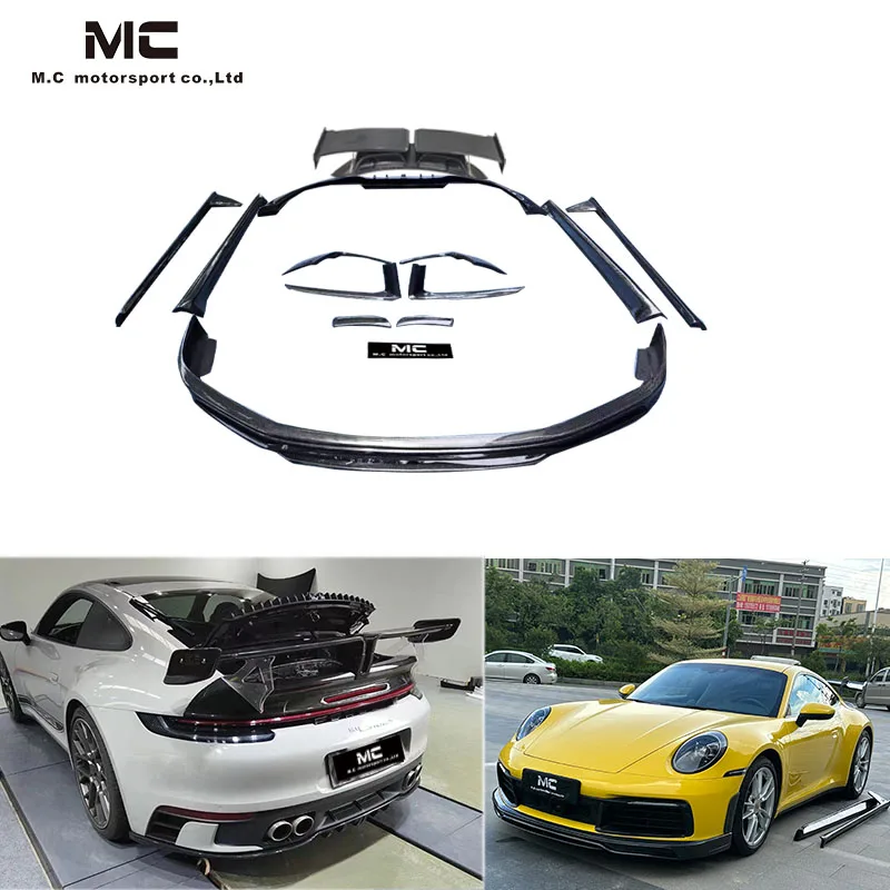 Carbon Fiber Body Kits For Porsche 911 992 Techs-art Carbon spoiler lip Roof Spoiler Wing front lip