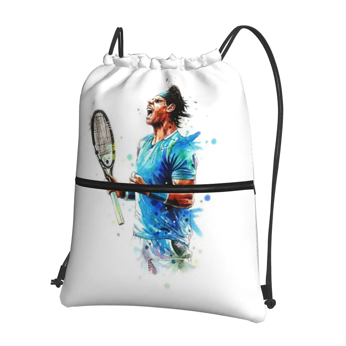 Mochila portátil con cordón para estudiantes de la escuela, bolso informal de almacenamiento con bolsillo, de arte, Rafael Nadal