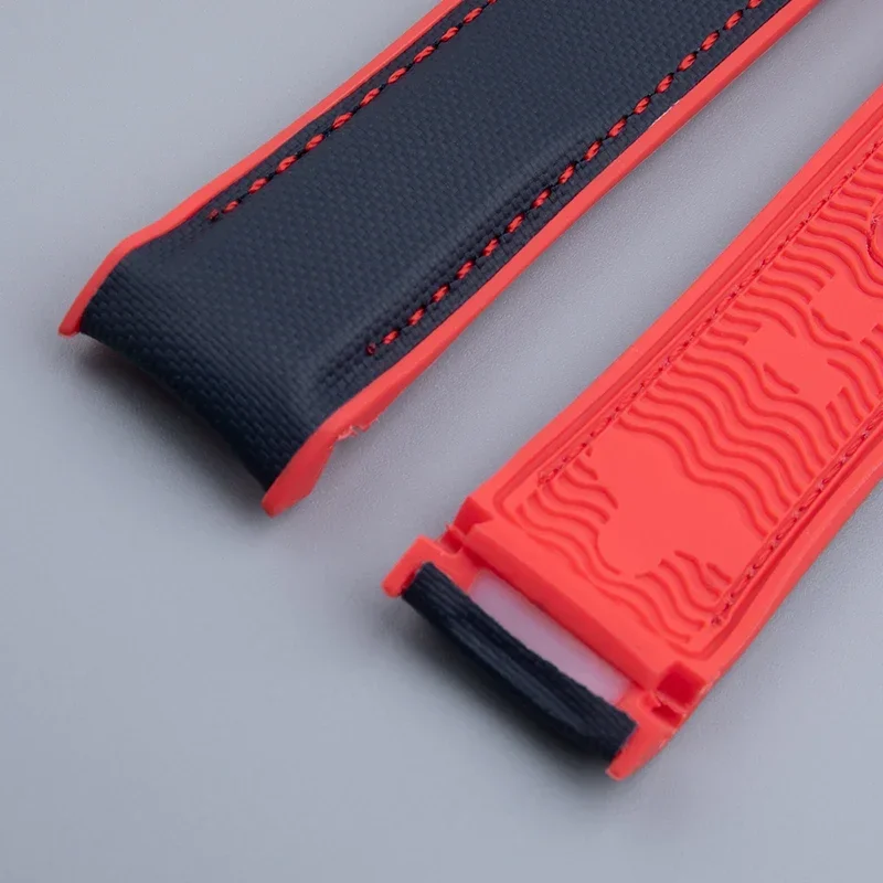 ใหม่ผ้าไนลอนนุ่มคอมโพสิตยาง Watchband Fit สําหรับ Omega สายคล้อง Planet Ocean 600 22 มม.สายรัดข้อมือพับหัวเข็มขัด