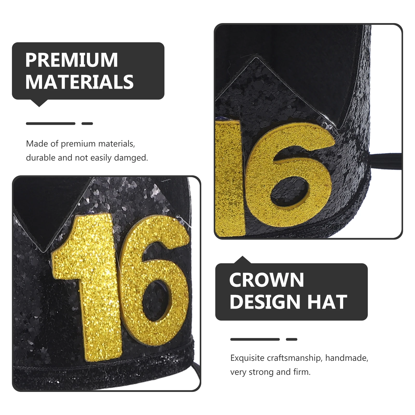 

1Pcs Birthday Party Hat Crown Exquisite Craftsmanship Strong Firm Lightweight Compact Party Supply Hat Birthday Cap