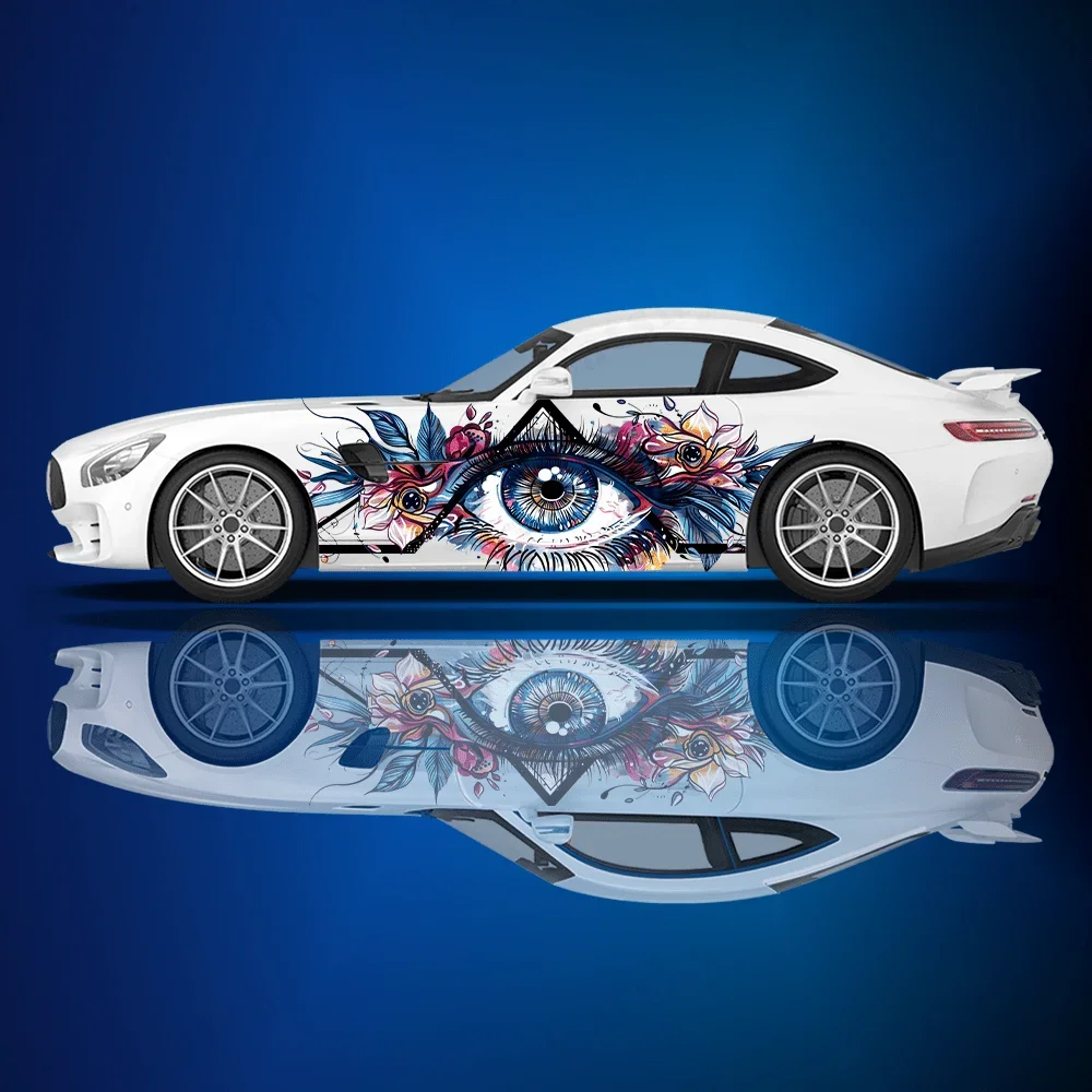 

Colorful Eyes Flower Car Side Sticker Decoration, PVC Waterproof Scratch Resistant Decal, Car Protection, Auto Accessories Gift