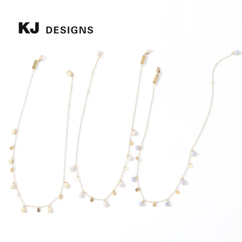 Kenjie's original Valentine's Day collarbone chain dripping oil flower accessories fashionable simple necklace zircon treatment