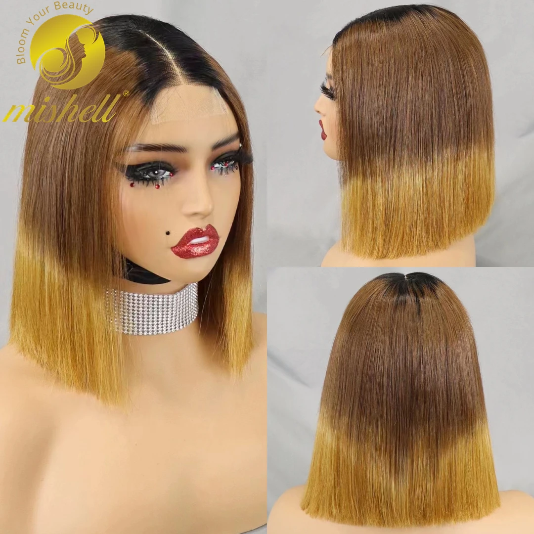 

1BT430 Color 2x6 Lace Bob Wig Short Straight Brazilian Remy Human Hair Wigs 350% Density 12A Human Hair Transparent HD Lace Wigs