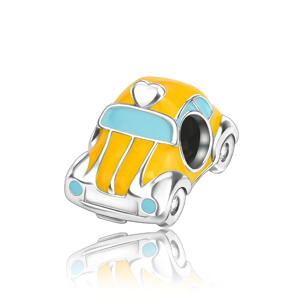 

Ahthen 925 Sterling Silver Hot Sale Beads Yellow car Dangle Charm fit Snake Chain Bracelets Necklaces for Women Jewelry Making