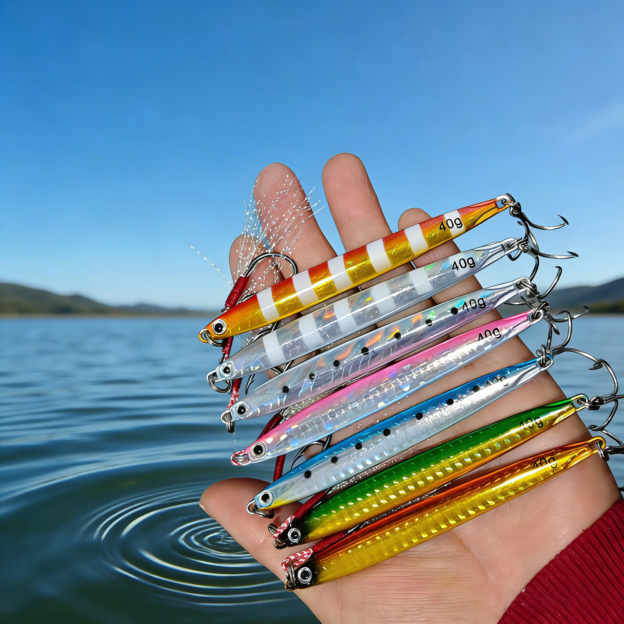 7szt Super Slim SSZ Metal Casting Jigs 60G 40G 30G 20G 10G Shore Drag Cast Jigging Spoon Sea Fishing Lure Artificial Bait Tackle