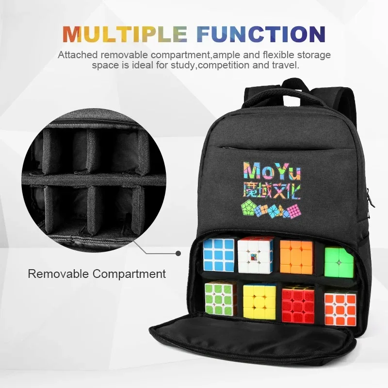 Moyu Backpack Bag Black Professional Backpack Bag For Puzzle Magic Cube 2x2 3x3x3 4x4 5x5 6x6 7x7 8x8 9x9 All Layer Toy Set