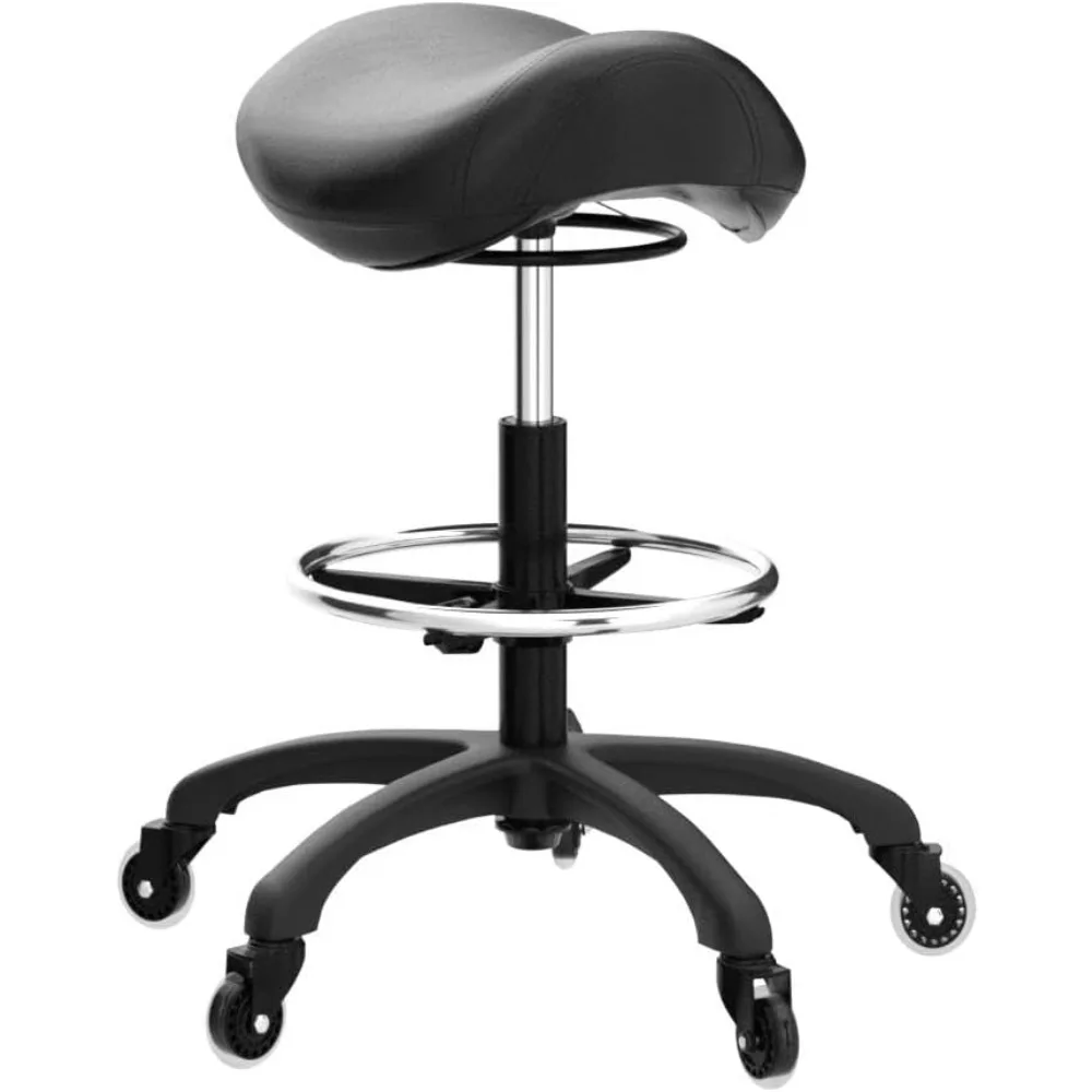 

Saddle Stool Rolling Chair for Salon, Salon Furniture, Drafting Lab Clinic, Dentist Salon Massage, Office and Home Kitchen