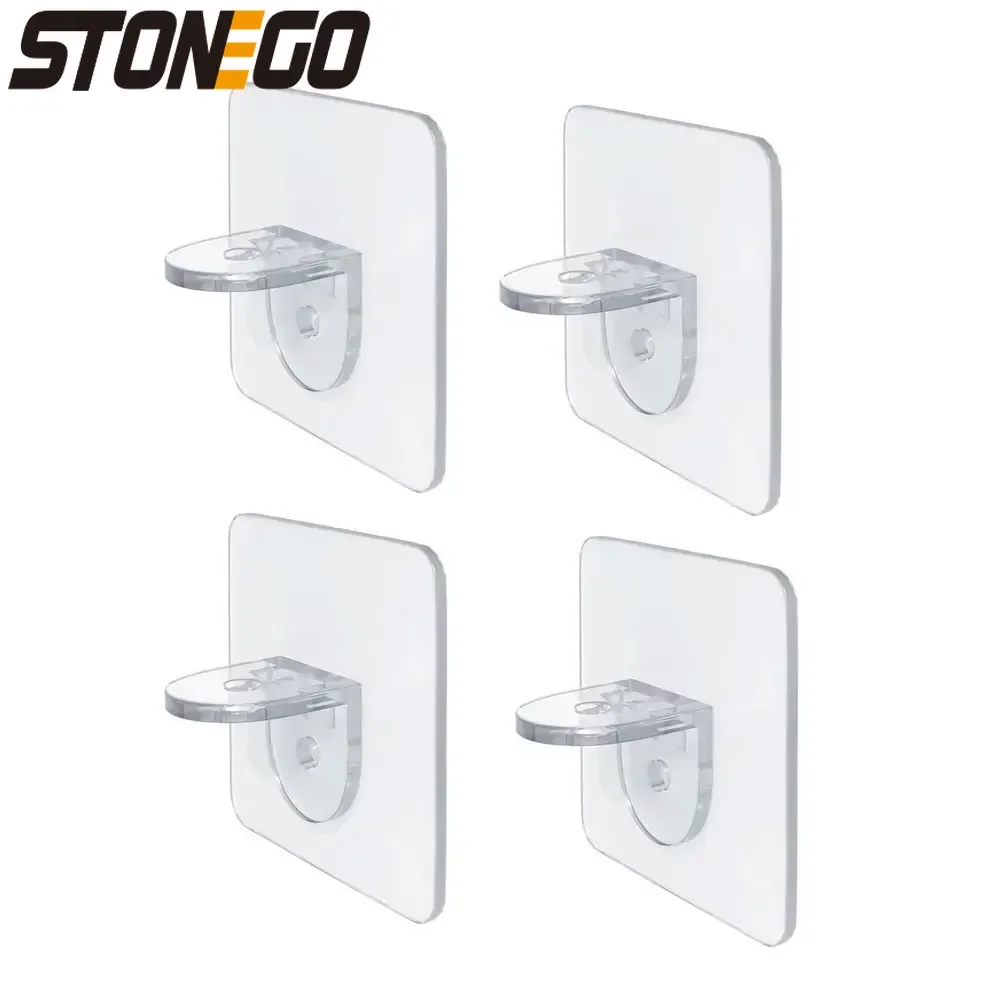 4Pcs Multi Functional Shelf Bracket Set Plastic Nail Shelf Bracket Wall Hanging Hook for Kitchen Bedroom Living Room