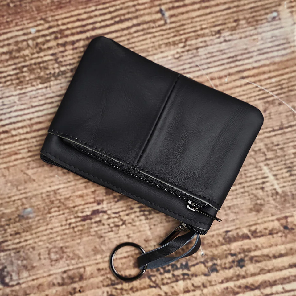 Echtes Leder Mini Geldbörse Kleine Geldbörse Männer Frauen Braun Vintage Casual Kreditkarte Kleine Tasche Reißverschluss Tasche Schlüsseltasche NUPUGOO – Detail 18