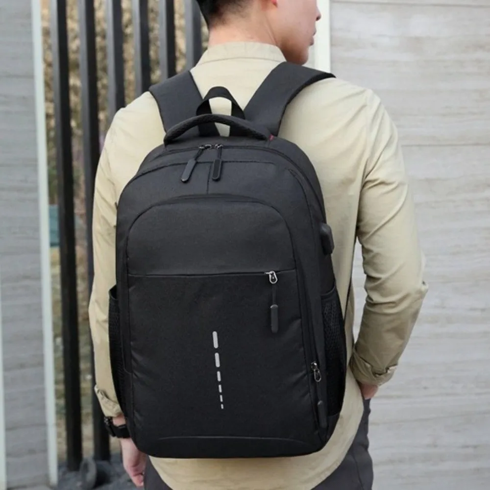 

Large Capacity Student Backpack Multifunctional Oxford Cloth Computer Rucksack Solid Color Multiple Pockets School Bag Travel