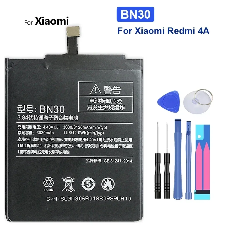 High Capacity Bateria BN30 BN31 BN34 BN37 Battery For Xiaomi Mi Redmi 6 6A 5A A1 5X 4A