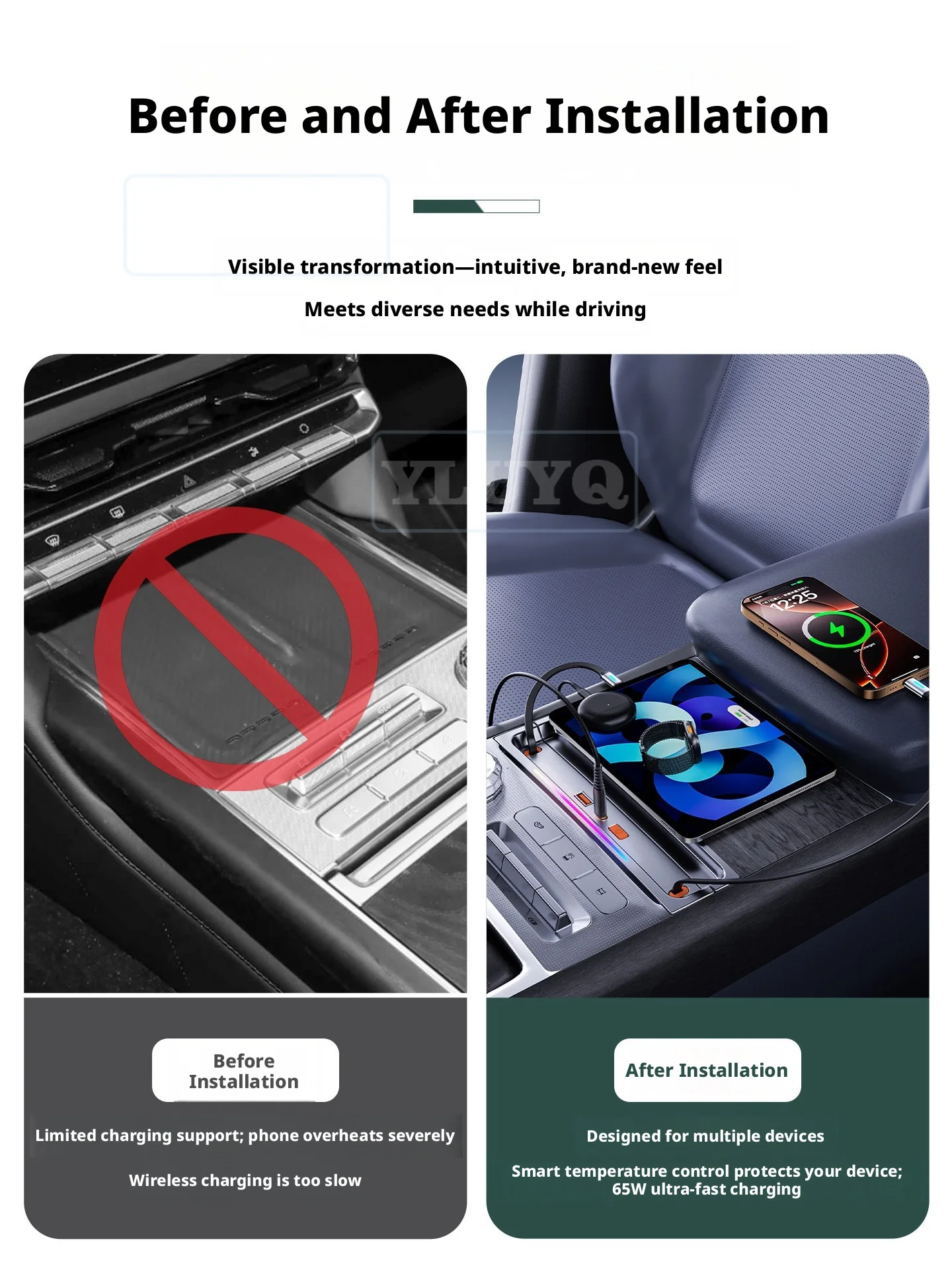 For Zeekr 9X Central Control Car Docking Station Charger USB Retractable Data Cable Adapter Interior Modification Accessory