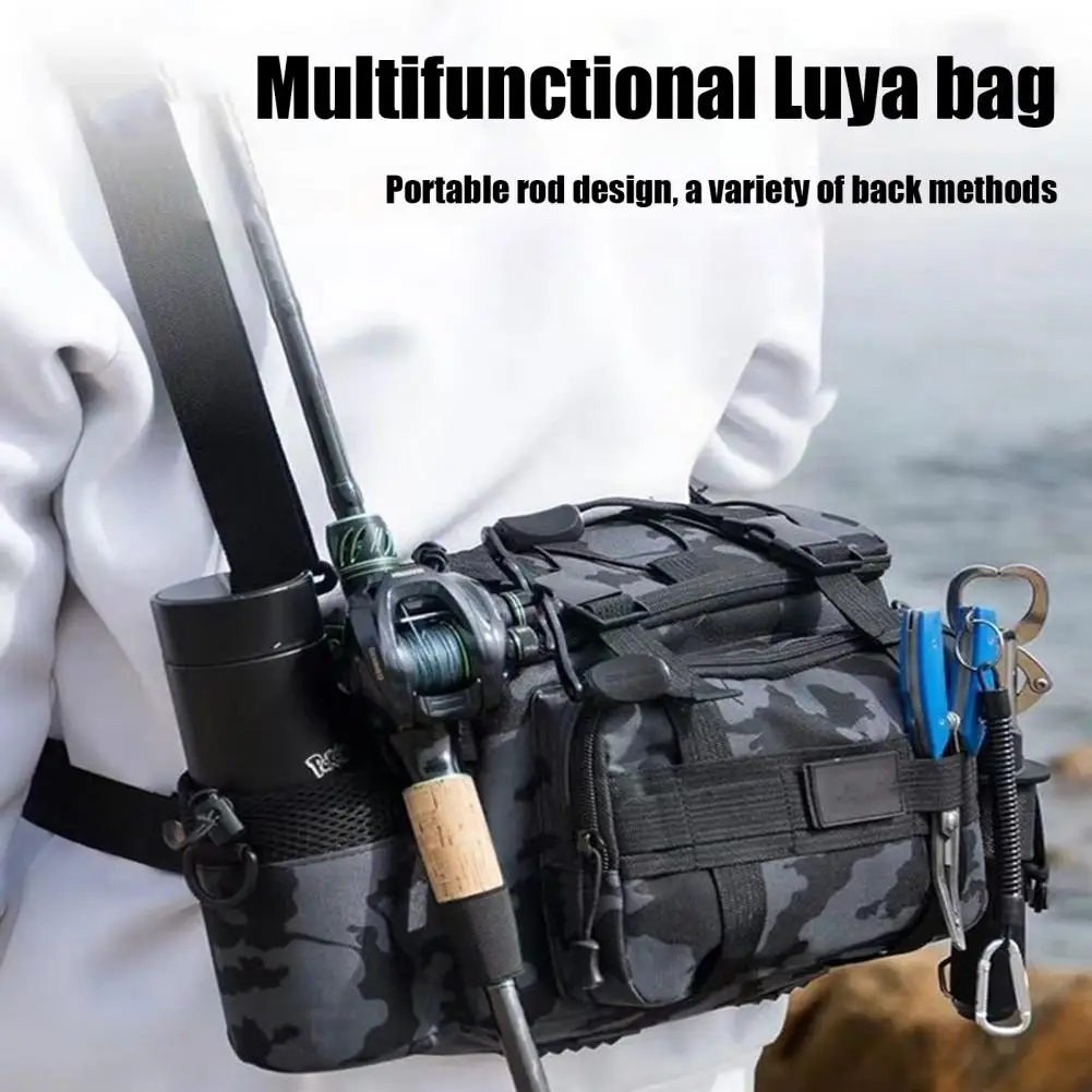 Fishing Gear Bag Waterproof Oxford Cloth Multi-Pocket Lure Rod Line Reel Holder Fishing Accessories Shoulder Bag Organizer Case