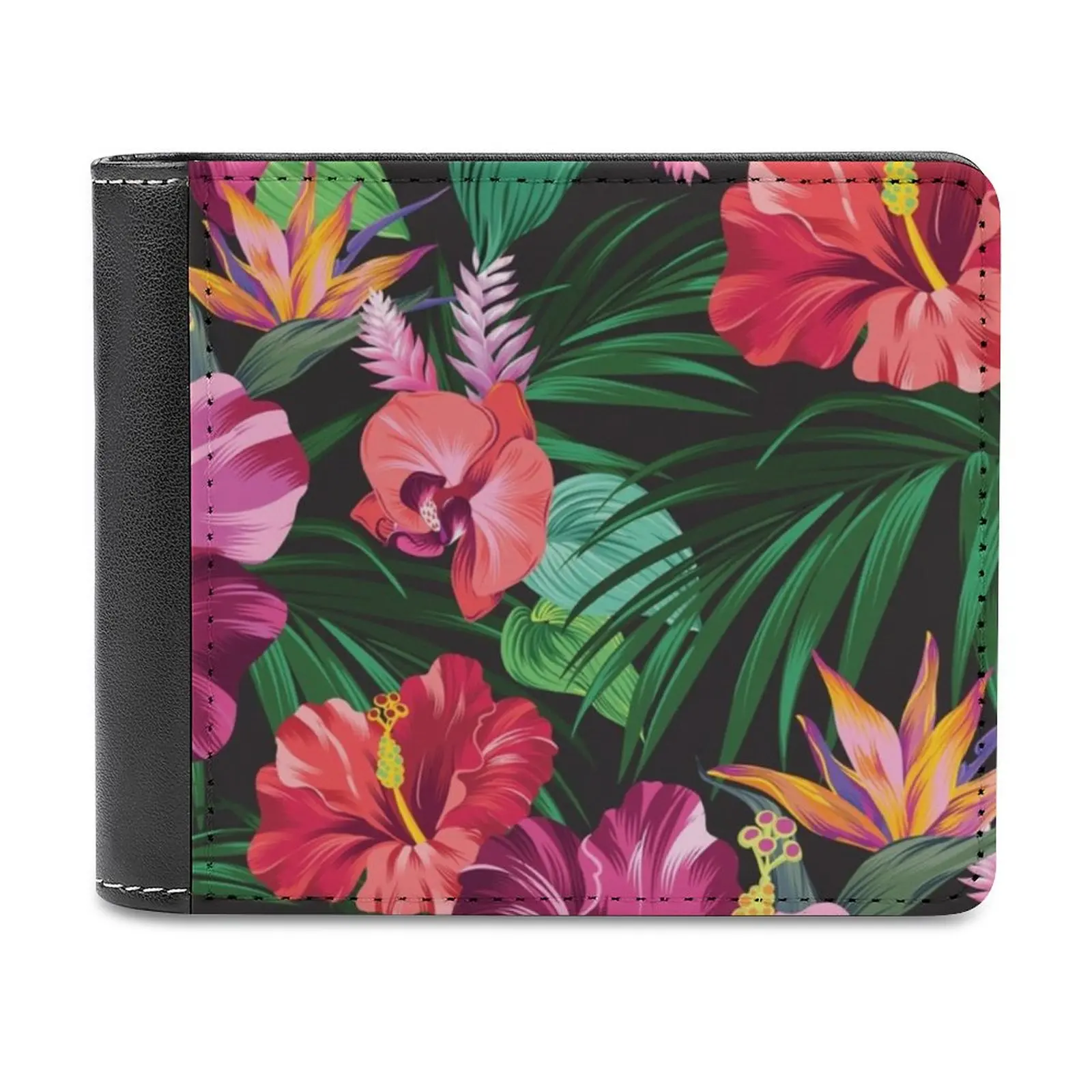 Take Me With You. Tropical Print Men's Wallet Purses Wallets New Design Dollar Price Top Men Leather Wallet Tropical Hibiscus