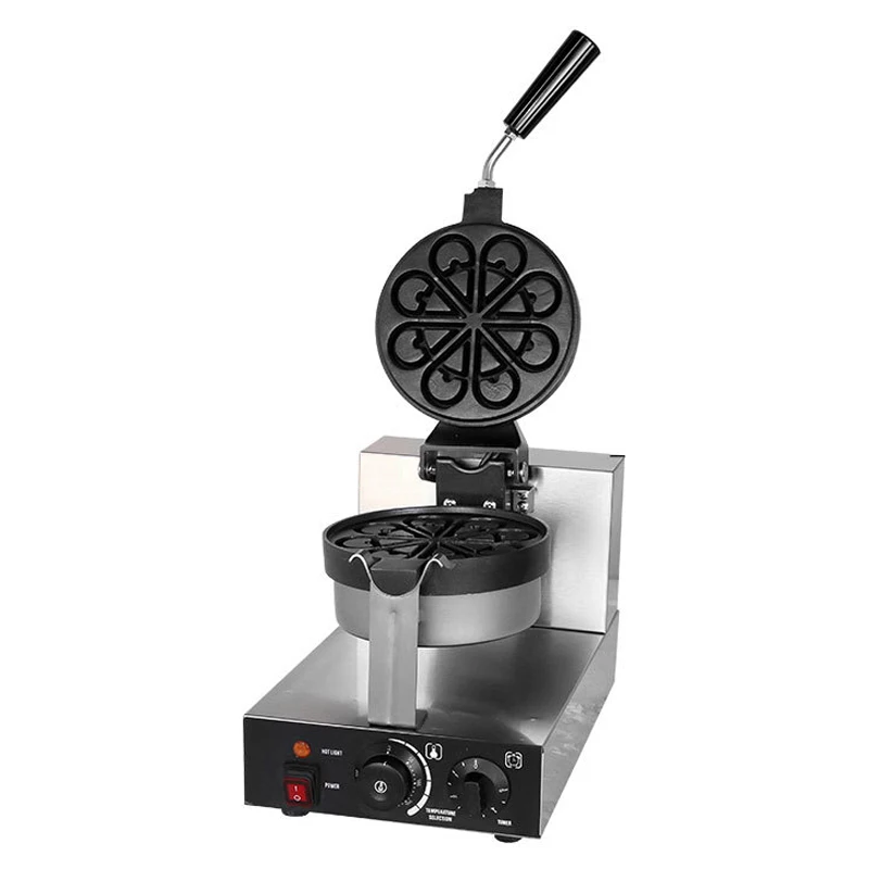 Commercial Water Drop Shape Waffle Baker Machine Electric Rotary Flower Hamburger Waffle Making Baking Machines