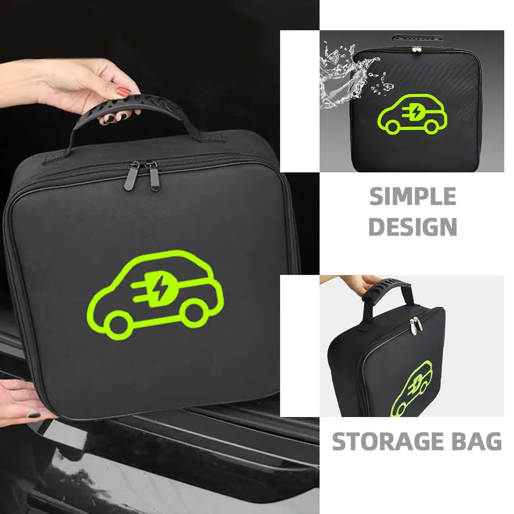 Ev Charging Cable Storage Bag Portable Square Oxford Cloth Organizer for Ev Chargers Cables Adapters Grounding Devices
