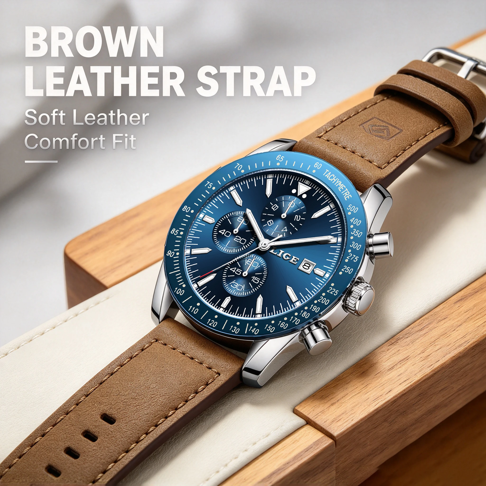 LIGE 2026 Men's Watch Top Brand Luxury Business Leather Quartz Watch Casual Men's 30M Waterproof Watch Relogio Masculino