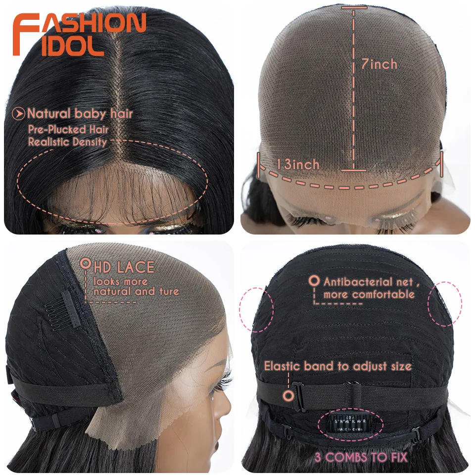 FASHION IDOL-Lace Front perucas sintéticas para mulheres negras, curto corpo onda cosplay peruca, azul ombre, HD, 12 ", 13x7, resistente ao calor