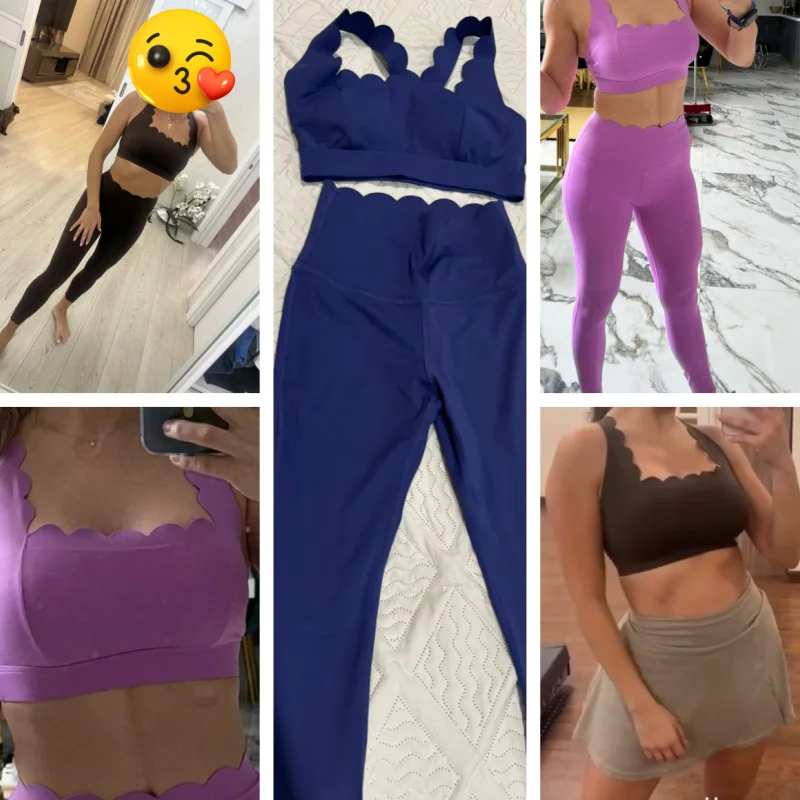 Solid Color Two Piece Fitness Suit for Women Yoga Legging Bar Set Super Streth Breathable Running Sportswear Gym Workout Clothes