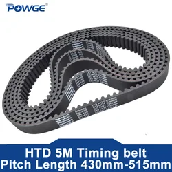 POWGE HTD 5M Timing belt Lp=430 435 440 445 450 455 460 465 470 475 480 485 490 495 500 505 510 515 Width 9-30mm HTD5M Rubber