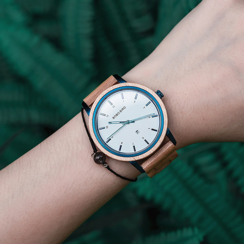 BOBO BIRD reloj de madera de cuarzo para hombre y mujer, cronógrafo de pulsera, sencillo, personalizado, OEM, envío directo