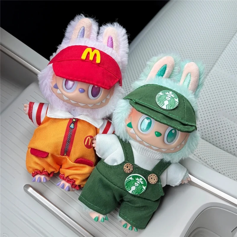 

15 17cm For Labubu Doll Workwear Outfit Clothing Fast Food Fries M Cola Fashion Coffee Cosplay Working Shoes Set Ropa Clothes
