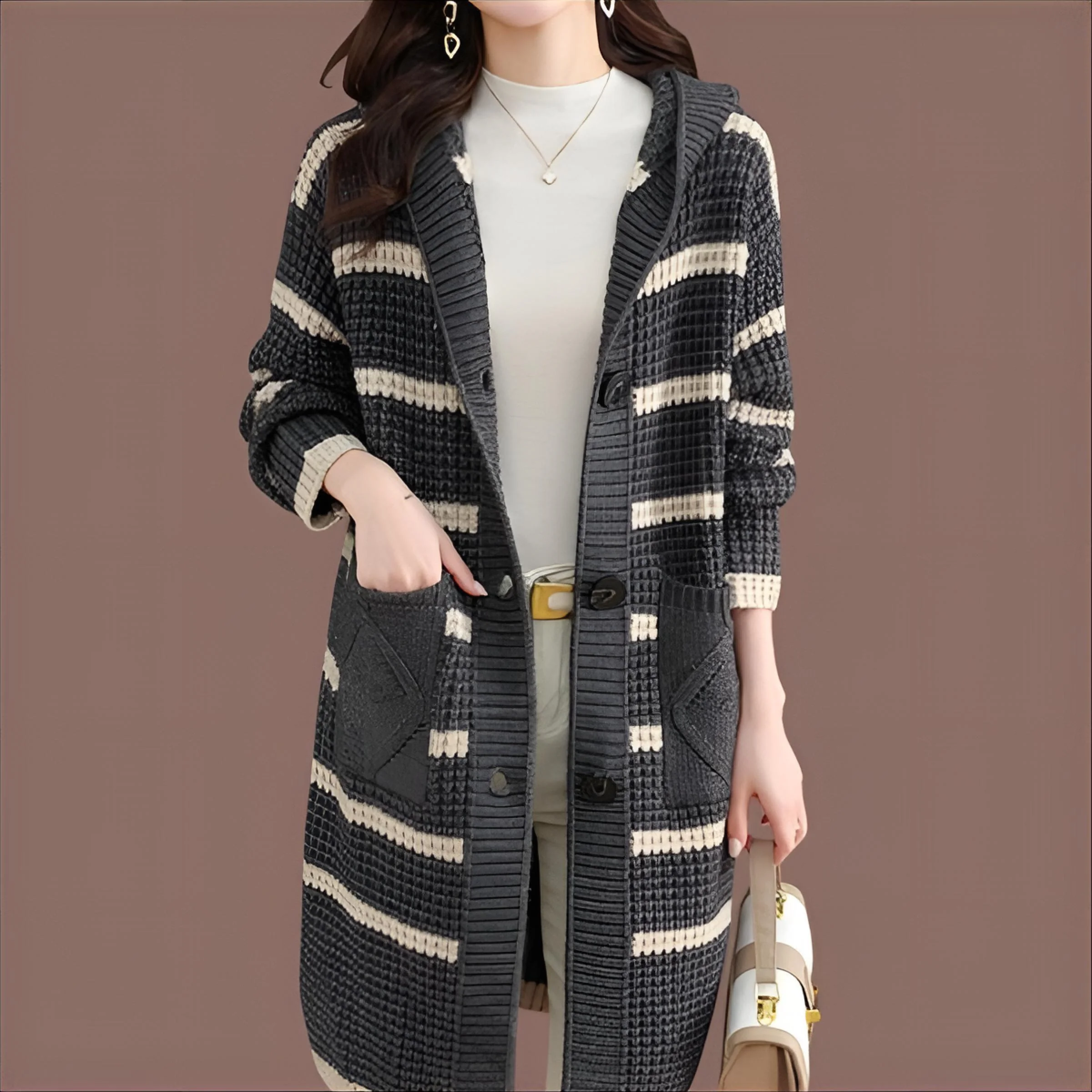 

Mid-Long Cardigans Woman Winter Womens Spring Crew-Neck Decorated Relaxed-Fit Multi-Color Material Bow Sleeveless Colourful Slim