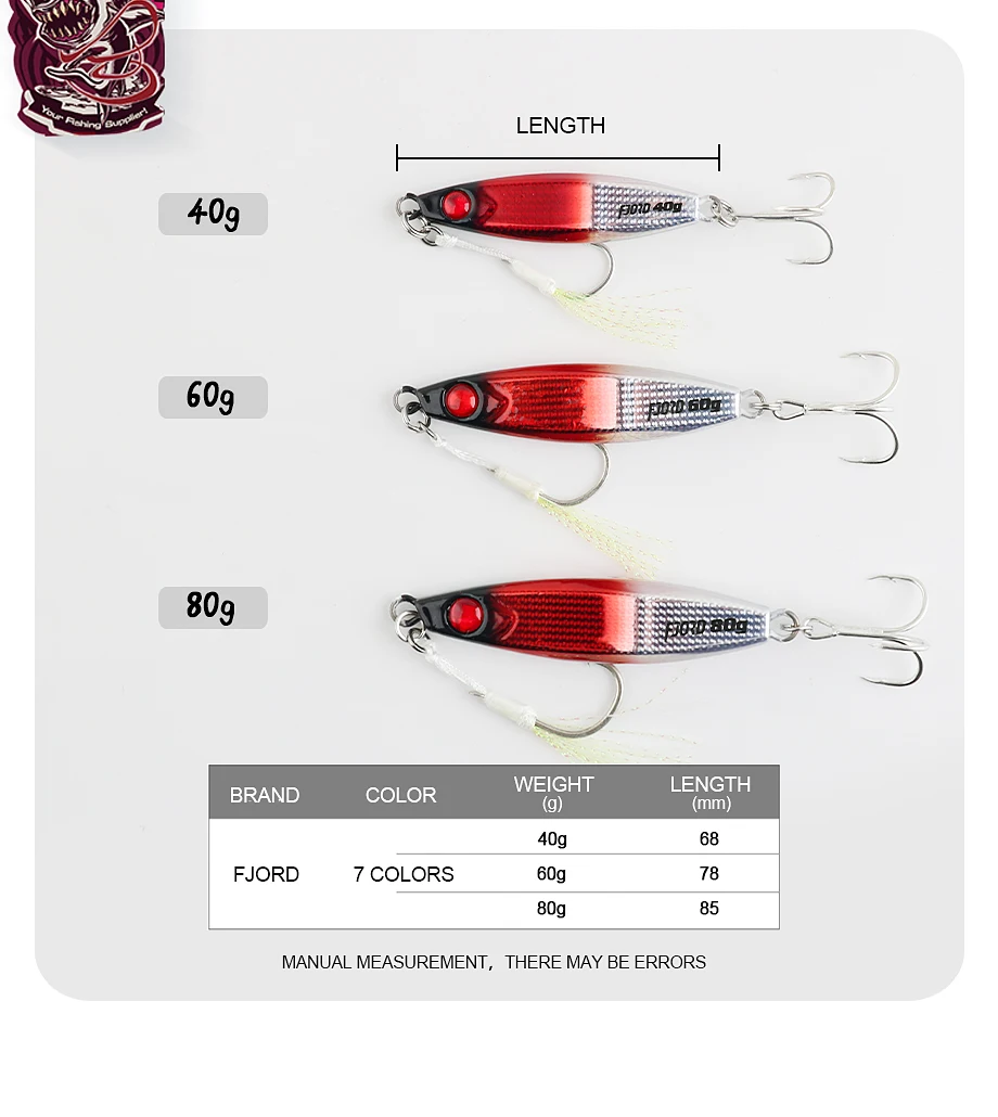 FJORD Rassel Metall Jig Angelköder 40g 60g 80g Nachtlicht Jigging Shore Casting Swimbait Neu 2023 Meer Salzwasser Angelgerät – Detail 4