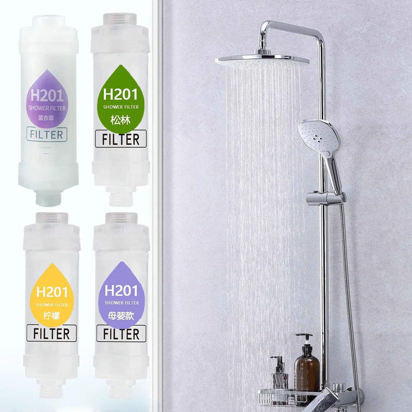 High Output Shower Water Filter Purifier for Hard Water with Natural Scent Softener Shower Head Accessory for Home Hotel