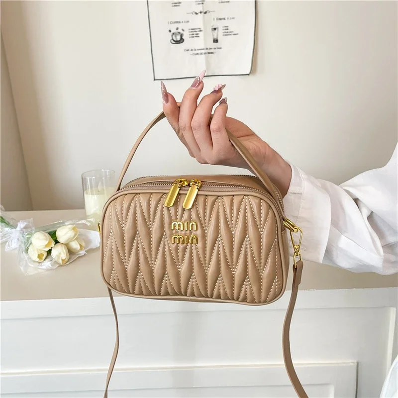 

Модная минималистичная кожаная сумка-мессенджер для женщин для отдыха с однотонным модным простом дизайном