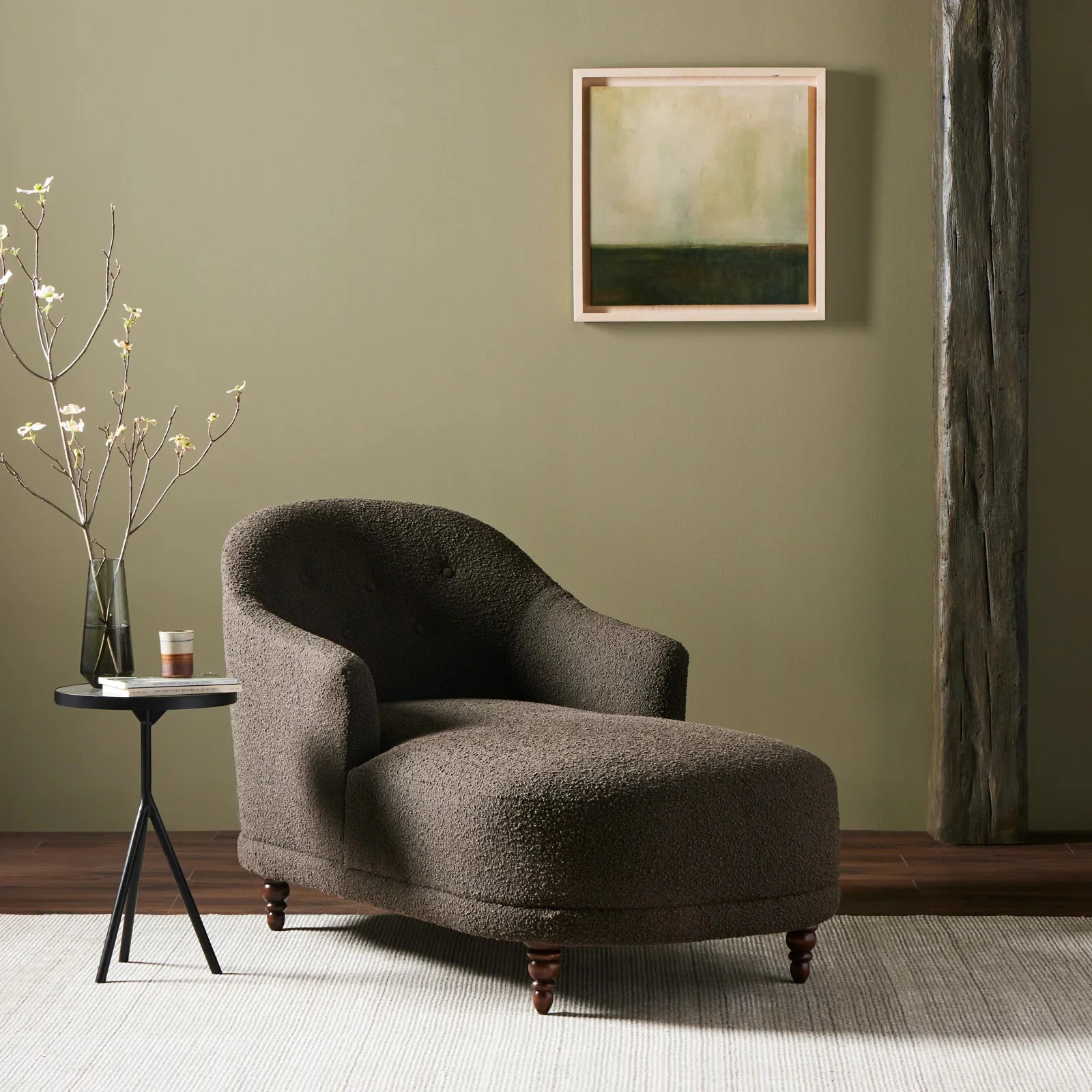 

Italian minimalist living room chaise longue Nordic modern light luxury lazy sofa granular lamb wool Internet celebrity designer