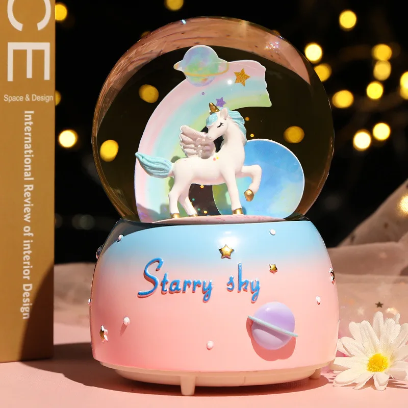 Furniture Decoration Decoration Dream Girl Crystal Ball Music Box Decoration Student Music Box Snowflake Gift
