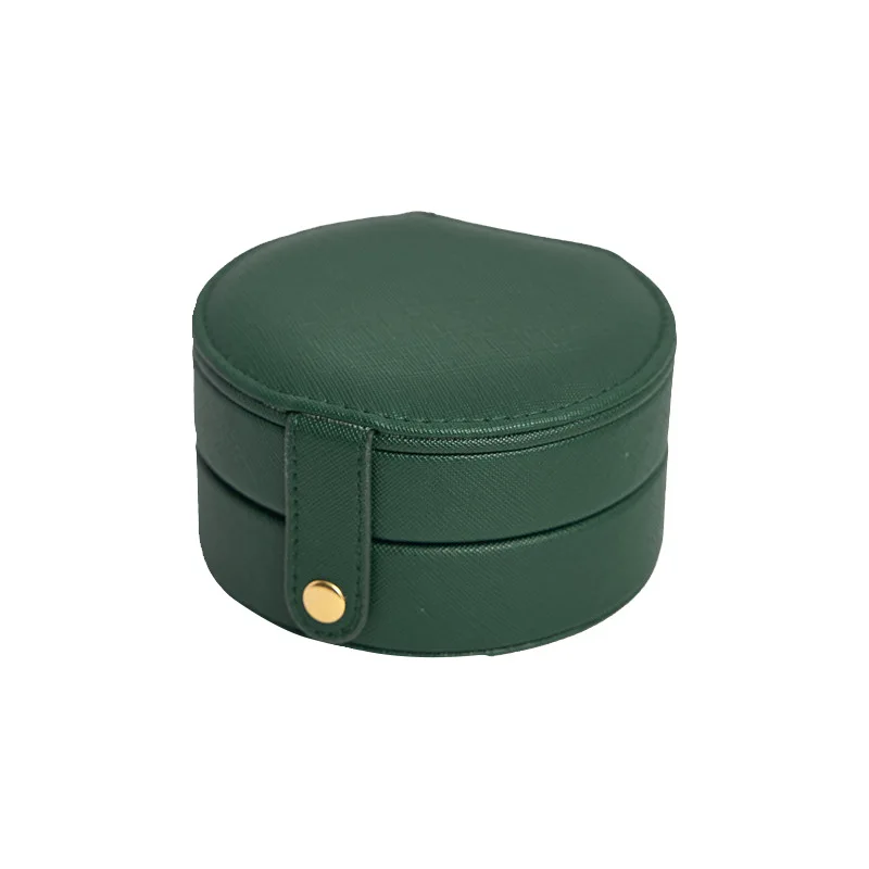 

New Portable Simple Ring Storage Box Jewelry Casket Beauty Gift Travel Leather Earrings Box Green Color