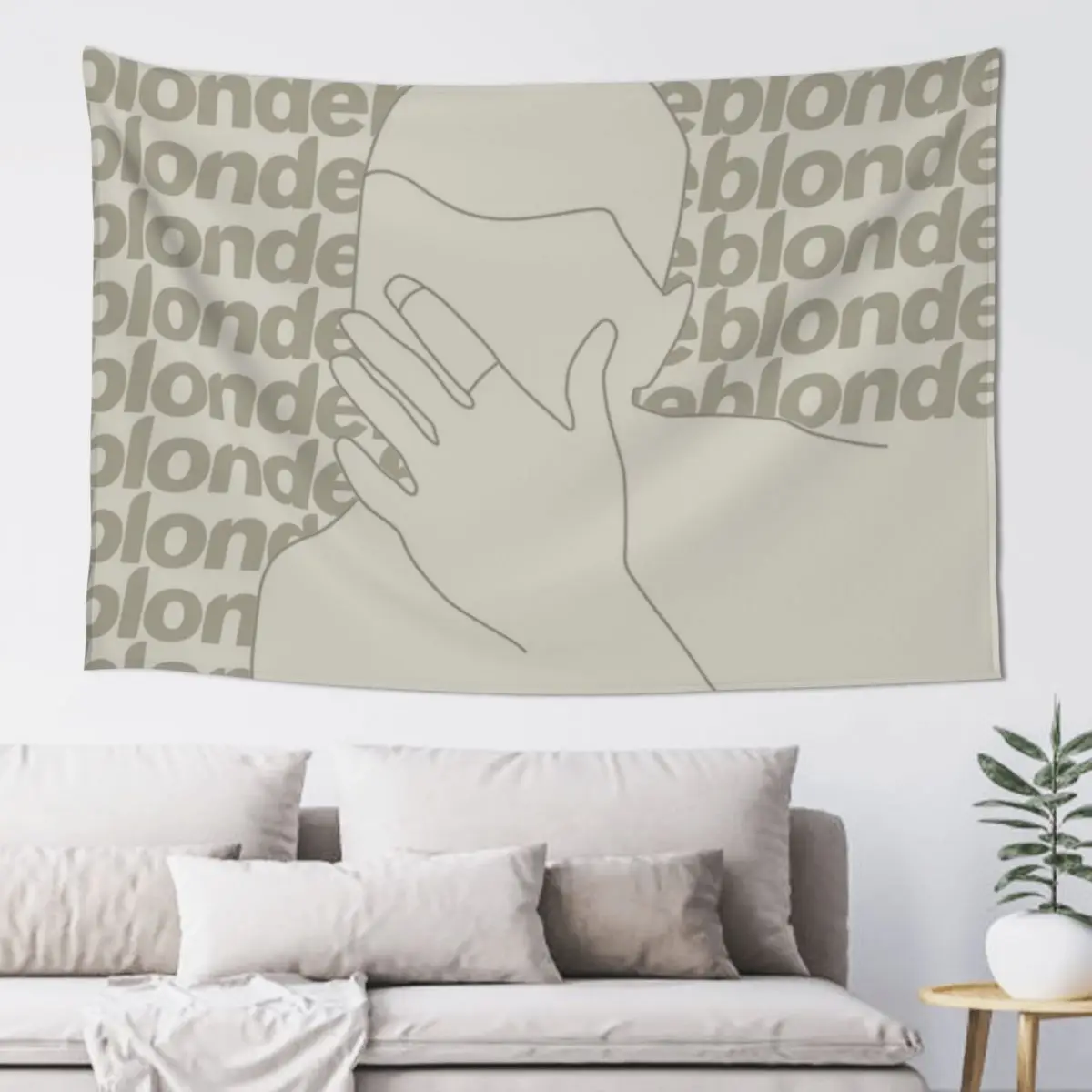 

blonde / frank ocean line art khaki kool Tapestry Outdoor Decor Aesthetic Home Decor Wall Deco Decoration For Bedroom Tapestry