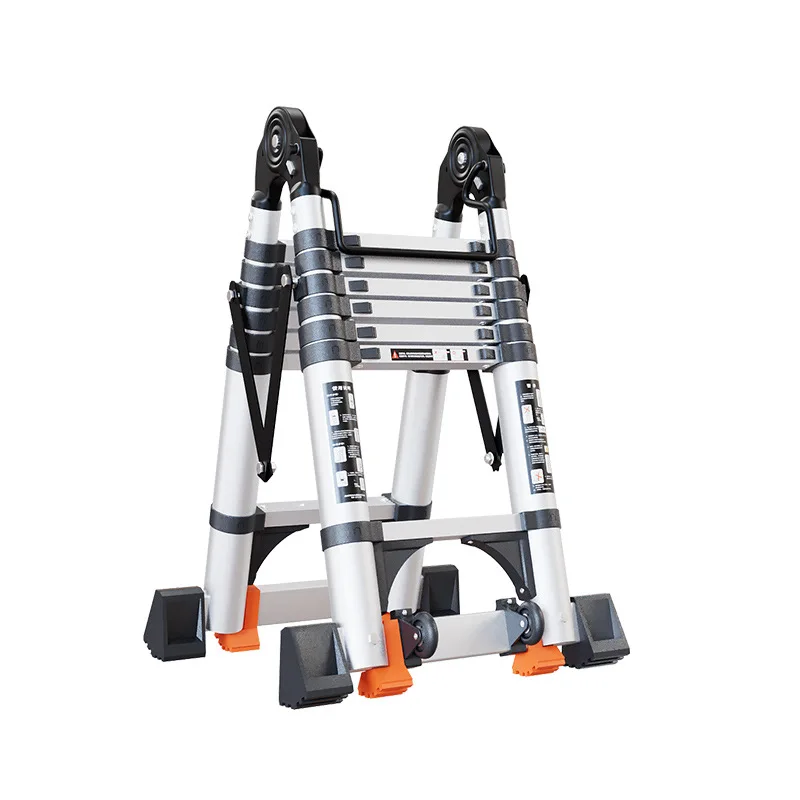 

telescopic herringbone ladder staircase indoor lifting folding ladder bamboo ladder Thickened aluminum alloy multifunctional