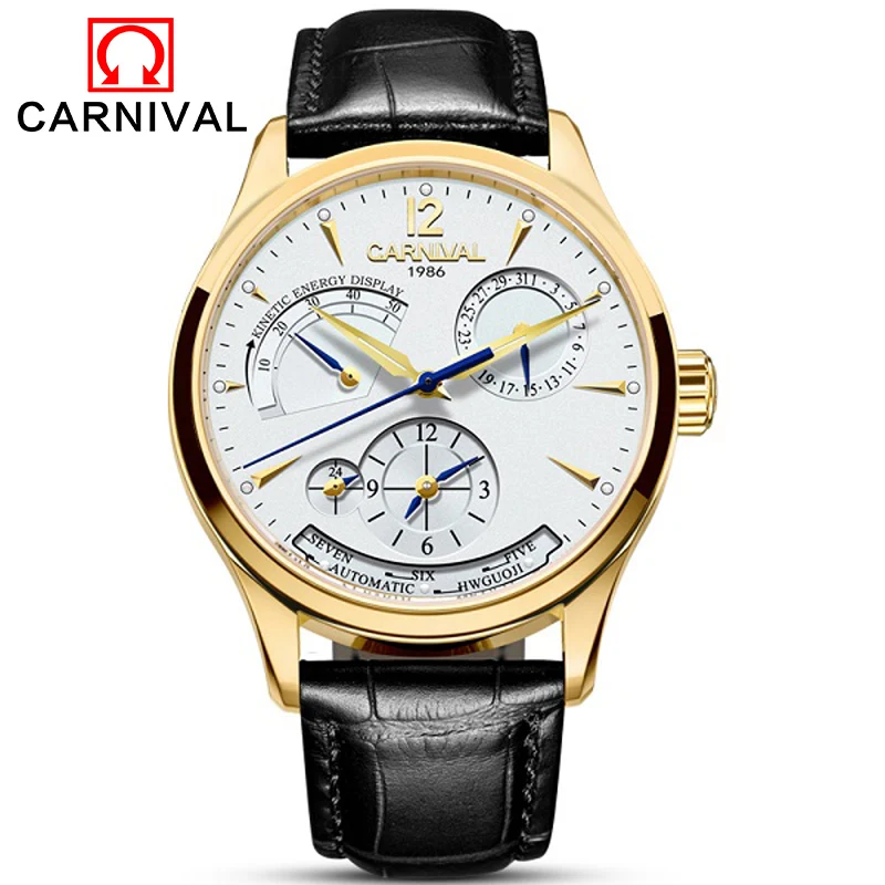 Carnival 2022 New Fashion Mechanical Watch Men Sapphire Calendar Waterproof Automatic Watches for Mens Clock Relogio Masculino