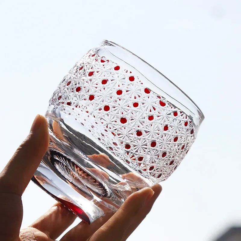 Hand-carved whiskey glasses, juice cups, beer cups, Japanese-style Baichao models with gift boxes