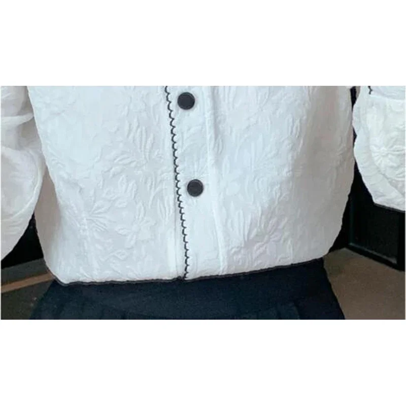 Autumn Winter Elegant Fashion Chic White Chiffon Blouse Women Buttons All-match Long Sleeve Shirt Female Clothes Korean New Tops