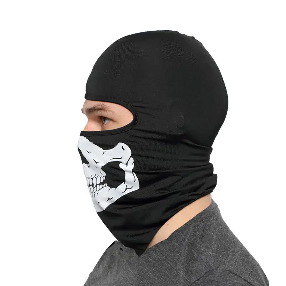 Halloween Skull Print Balaclava Cosplay Costume Ghost Full Face Bike Face Mask Outdoor Motorcycle Riding  Men Hat  Ski Caps