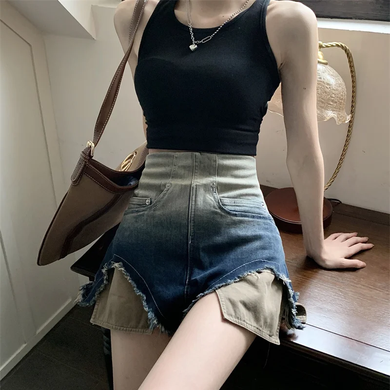 

High-Waisted Denim Shorts Women Loose Versatile 2025 Spring And Summer New Thin Wide-Leg Hot Girl Slim A-Line Casual Niche Pants