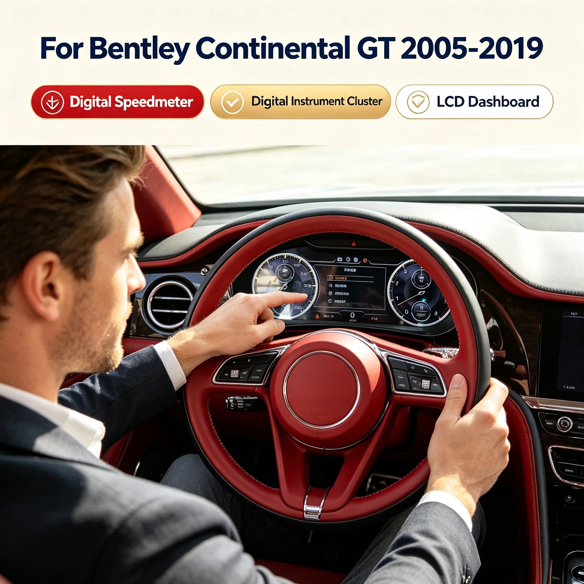 Wireless CarPlay 12.3”Digital Cluster Dashboard For Bentley Flying Spur Continental GT 2005-2012 13-17 Speedometer Plug and Play