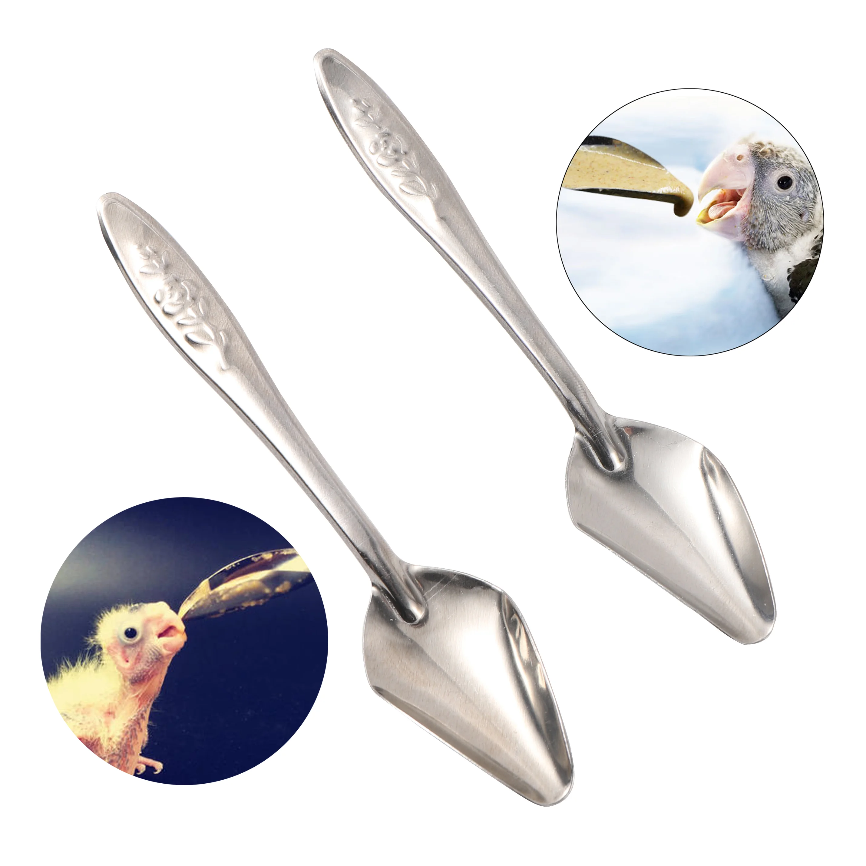 1-10 Pcs Bird Feeder Spoons Portable Aluminum Feeding Supplies Baby Bird Parrot Feeding Milk Spoon Birds Durable Care Tool